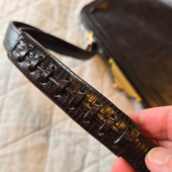 Via Spiga Purse Womens Expresso Snake Embossed Leather Classic Old Money READ - Picture 12 of 16